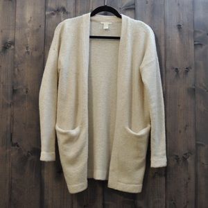 H&M Beige Knit Sweater Open Cardigan with Pockets